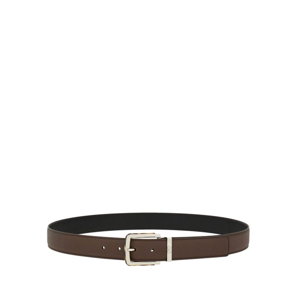 Two-Tone Reversible Belt With Tortoiseshell Resin Edge Buckle Women
